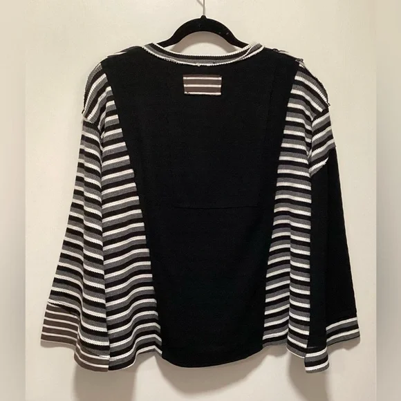 POL Black, White and Brown Striped Button-Up Top - Picture 2 of 2